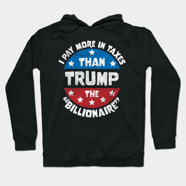 I Pay More In Taxes Than Trump The Billionaire Distressed Hoodie by OrangeMonkeyArt